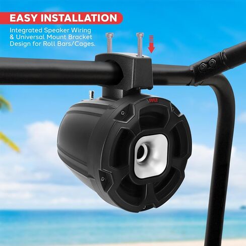 Pyle 6.5 "1300W Marine Tower Smeters - IPX6 نظام مكبر صوت PowerSport المقاوم للماء ، صوت استريو سلبي كامل المدى - الصوت الخارجي لـ ATV و UTV و Boat و Jeep & More - يسهل تركيبه (زوج) (زوج) (زوج) in Saudi Arabia