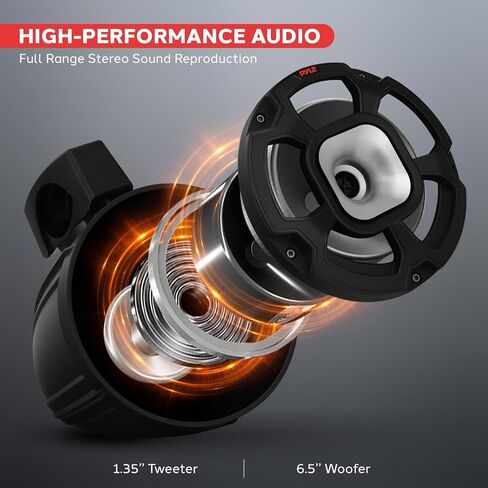 Pyle 6.5 "1300W Marine Tower Smeters - IPX6 نظام مكبر صوت PowerSport المقاوم للماء ، صوت استريو سلبي كامل المدى - الصوت الخارجي لـ ATV و UTV و Boat و Jeep & More - يسهل تركيبه (زوج) (زوج) (زوج) in Saudi Arabia