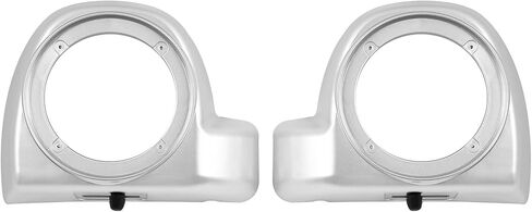 HR3 Custom 6.5 in. Fairing Lower Speaker Boxes Compatible with 2014-later Harley Touring Road Glide, Street Glide, Electra Glide Std (Silver/Black Honeycomb Fade) in Kuwait