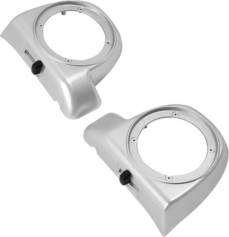 HR3 Custom 6.5 in. Fairing Lower Speaker Boxes Compatible with 2014-later Harley Touring Road Glide, Street Glide, Electra Glide Std (Silver/Black Honeycomb Fade) in Kuwait