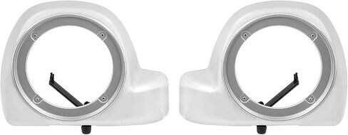 HR3 Custom 6.5 in. Fairing Lower Speaker Boxes Compatible with 2014-later Harley Touring Road Glide, Street Glide, Electra Glide Std (Silver/Black Honeycomb Fade) in Kuwait