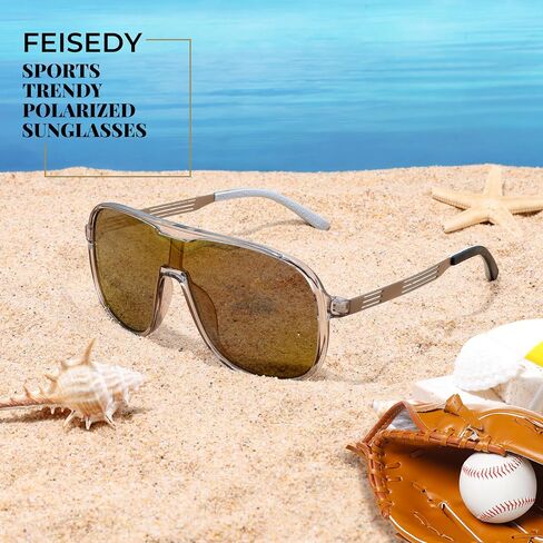 FEISEDY Polarized Sunglasses Men Mirrored One Piece Lens Shades Women Reflective UV Protection Sun Glasses B0277 in Kuwait