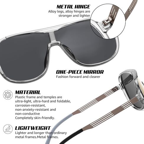 FEISEDY Polarized Sunglasses Men Mirrored One Piece Lens Shades Women Reflective UV Protection Sun Glasses B0277 in Kuwait