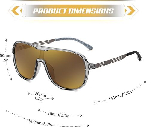 FEISEDY Polarized Sunglasses Men Mirrored One Piece Lens Shades Women Reflective UV Protection Sun Glasses B0277 in Kuwait