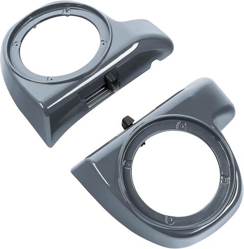 HR3 Custom 6.5 in. Fairing Lower Speaker Boxes Compatible with 2014-later Harley Touring Road Glide, Street Glide, Electra Glide Std (Silver/Black Honeycomb Fade) in Saudi Arabia