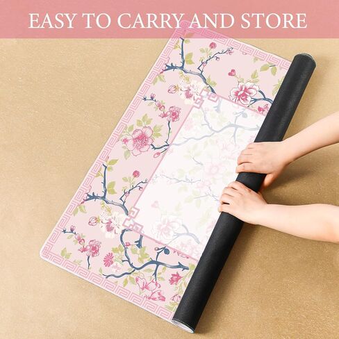 Chinoiserie Mahjong Mat with 3 Dice and 1 Carrying Bag 31.5" x 31.5" Blue and White Rubber Anti Slip and Noise Reduction Multi Purpose Game Table Cover for Mah Jongg, Card, Board Tile Games in Saudi Arabia