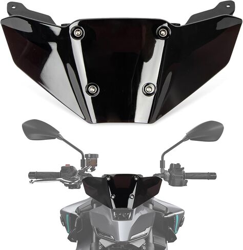 2024-2025 MT09 Windscreen with Bracket - Motorcycle MT09 Windscreen FZ-09 Windshield Replacement for MT09 FZ09 2024 2025,Black in Saudi Arabia