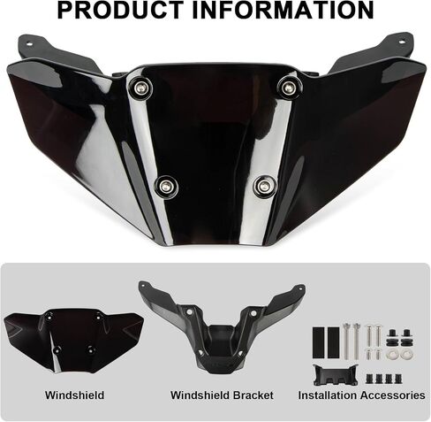 2024-2025 MT09 Windscreen with Bracket - Motorcycle MT09 Windscreen FZ-09 Windshield Replacement for MT09 FZ09 2024 2025,Black in Saudi Arabia