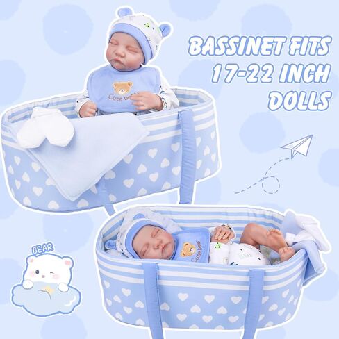 سرير حامل دمى أطفال من Aori Reborn Baby Dolls قابل للطي، إكسسوارات دمى ناعمة مع مقبض للفتيات من دمى الأطفال مقاس 17-22 بوصة (أرجواني) in Saudi Arabia