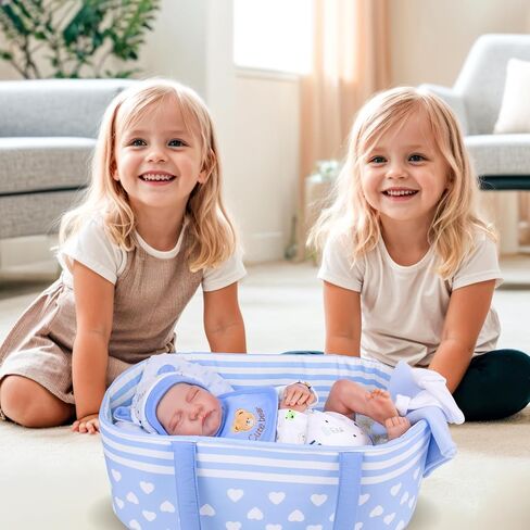 سرير حامل دمى أطفال من Aori Reborn Baby Dolls قابل للطي، إكسسوارات دمى ناعمة مع مقبض للفتيات من دمى الأطفال مقاس 17-22 بوصة (أرجواني) in Saudi Arabia