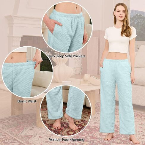 Heartnice Women's Fleece Pajama Pants ، قيعان PJ ناعمة دافئة مع جيوب مريحة صالة غامضة in Saudi Arabia