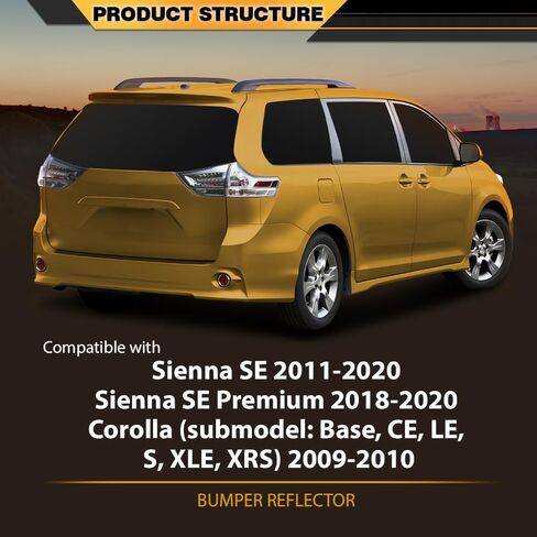 Rear Driver or Passenger Side Bumper Reflector Compatible with Toyota Sienna 2011-2020, Fit Toyota Corolla 2009-2010 8191002040, TO2830104 Round in Saudi Arabia
