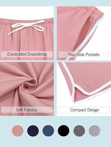 Vlazom Womens Sleep Shorts Cotton Pajamas Yoga Gym Running Active Shorts Drawstring Waist with Pocket S-XXL in Kuwait