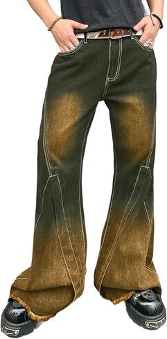 Men‘s Irregular Sutures Flared Jeans Bell Bottom Jeans Disco Pants 60s 70s Retro Trousers in Saudi Arabia