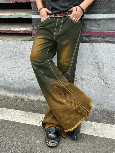 Men‘s Irregular Sutures Flared Jeans Bell Bottom Jeans Disco Pants 60s 70s Retro Trousers in Saudi Arabia