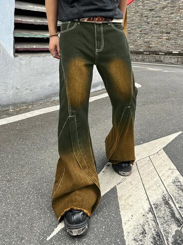 Men‘s Irregular Sutures Flared Jeans Bell Bottom Jeans Disco Pants 60s 70s Retro Trousers in Saudi Arabia