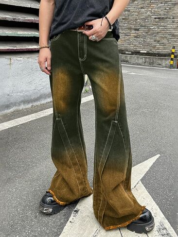Men‘s Irregular Sutures Flared Jeans Bell Bottom Jeans Disco Pants 60s 70s Retro Trousers in Saudi Arabia