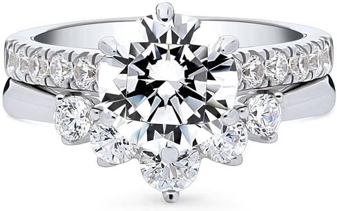 Berricle Sterling Silver Silver 5 Stone Rings 2 Carat Zirconia Cz Solitaire Ring For Women ، Rhodium Plated Size 4-10 in Saudi Arabia