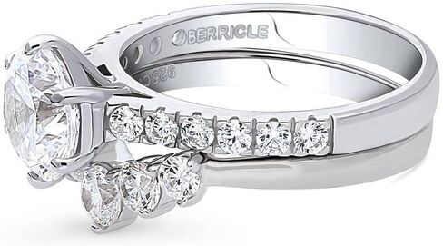 Berricle Sterling Silver Silver 5 Stone Rings 2 Carat Zirconia Cz Solitaire Ring For Women ، Rhodium Plated Size 4-10 in Saudi Arabia