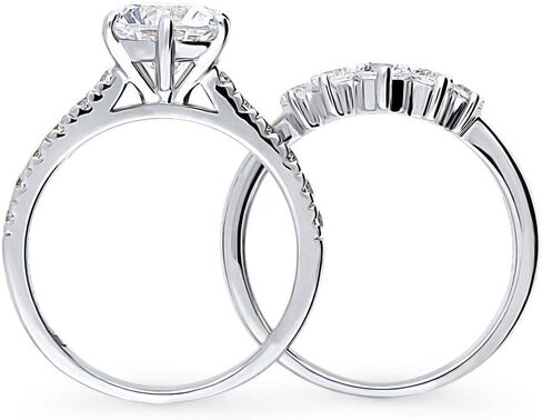 Berricle Sterling Silver Silver 5 Stone Rings 2 Carat Zirconia Cz Solitaire Ring For Women ، Rhodium Plated Size 4-10 in Saudi Arabia