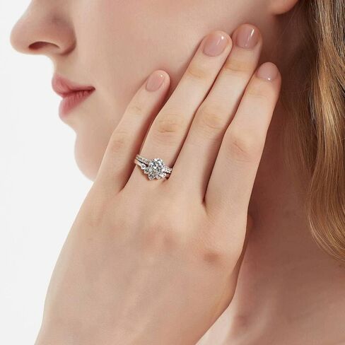 Berricle Sterling Silver Silver 5 Stone Rings 2 Carat Zirconia Cz Solitaire Ring For Women ، Rhodium Plated Size 4-10 in Saudi Arabia