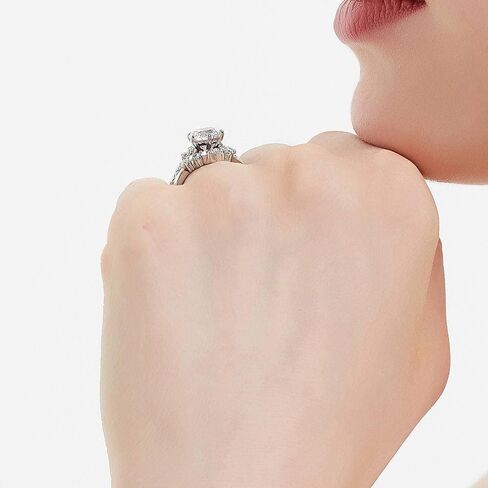 Berricle Sterling Silver Silver 5 Stone Rings 2 Carat Zirconia Cz Solitaire Ring For Women ، Rhodium Plated Size 4-10 in Saudi Arabia