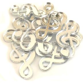 Clef Musical Note Shaped Crafting Mirrors, Set of 10, Many Colours, Shatterproof Acrylic, Gold Mirror, Pack of 20 x 2cm in Kuwait