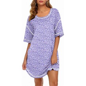 Ekouaer Nightgowns for Women Soft Sleep Shirt Short Sleeve Night Shirt Oversized Sleepwear Comfy Sleep Dress in Kuwait