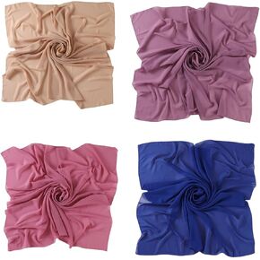 SYANKANGXIAO 4 Pieces 43Inch Square Scarf Shawls for Women Muslim Plain Wrap Hijab Head Scarf Turban in Kuwait