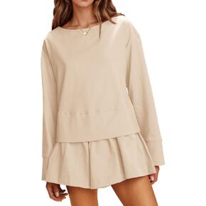 Cicy Bell Womens Long Sleeve Romper Dress Casual Loose Fit Boat Neck One Piece Shorts Jumpsuits Fall Outfits in Saudi Arabia