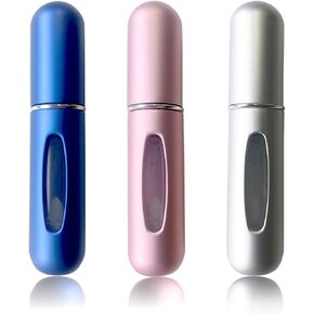 Refillable Perfume Atomizer Bottle, Pocket Cologne Sprayer, Travel Mini Perfume Atomizer Container Multicolor Perfume Spray, Scent Pump Case for Traveling 3 Pcs Pack of 5ml, Blue-Silver-Rose Pink in Kuwait