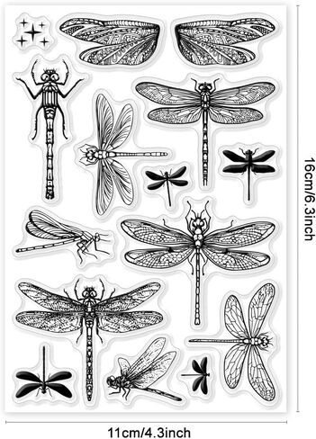 GLOBLELAND Dragonfly Clear Stamps for DIY Scrapbooking Insect Dragonfly Silicone Stamp Seals Transparent Stamps for Cards Making Photo Album Journal Home Decoration 6.3×4.33inch in Saudi Arabia