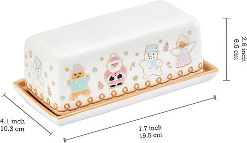 Bico Christmas Gnomes Ceramic Butter Dish with Lid, Butter Keeper for Counter, Kitchen, Dishwasher Safe in Saudi Arabia