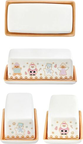 Bico Christmas Gnomes Ceramic Butter Dish with Lid, Butter Keeper for Counter, Kitchen, Dishwasher Safe in Saudi Arabia