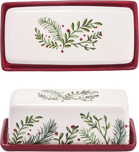 Bico Christmas Gnomes Ceramic Butter Dish with Lid, Butter Keeper for Counter, Kitchen, Dishwasher Safe in Saudi Arabia