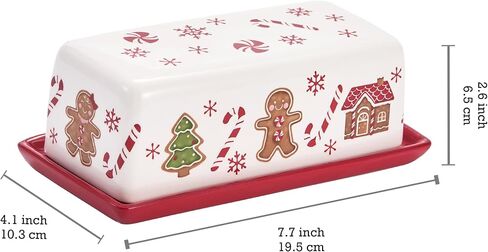 Bico Christmas Gnomes Ceramic Butter Dish with Lid, Butter Keeper for Counter, Kitchen, Dishwasher Safe in Saudi Arabia