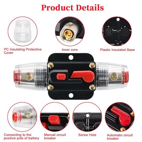 30 أمبير قاطع الدائرة اليدوي إعادة ضبط الصمامات المضمنة ، 12V-48V DC للسيارة الصوتية البحرية التصيد القوارب حماية نظام الطاقة الشمسية in Kuwait