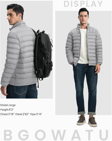 BGOWATU Men's Lightweight Packable Puffer Jacket Warm Winter Jacket for Men Down Alternative Puffy Coat in Kuwait