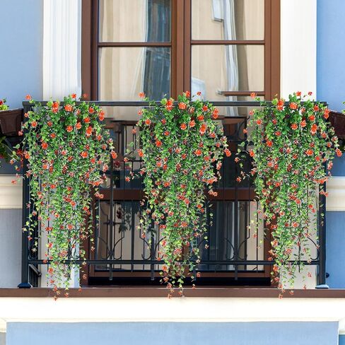 Artificial Hanging Flowers, 3 Pcs Fake Hanging Plants, Artificial Vines for Outdoors, Fake Ivy Vine UV Resistant No Fade Faux Plants for Indoor Decoration Outside Garden Patio Yard Greenery Decor in Saudi Arabia