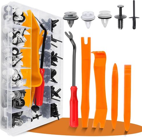 OTUAYAUTO 245Pcs Compatible with Tesla Bumper Fender Liner Push Retainer Fastener Rivet Clips,15 Popular Sizes Fasteners Rivets Accessories with Fastener Remover Tool for Tesla in Kuwait