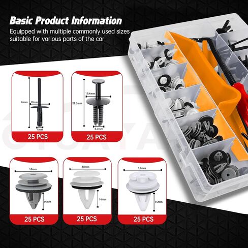 OTUAYAUTO 245Pcs Compatible with Tesla Bumper Fender Liner Push Retainer Fastener Rivet Clips,15 Popular Sizes Fasteners Rivets Accessories with Fastener Remover Tool for Tesla in Kuwait