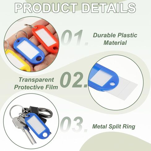 علامات مفتاح البلاستيك مع علامات سلسلة مفاتيح Window Label Spint Ring ، و 4.7x2mm ملائمة لأمتعة الاسم (20pcs ، الأرجواني) in Kuwait
