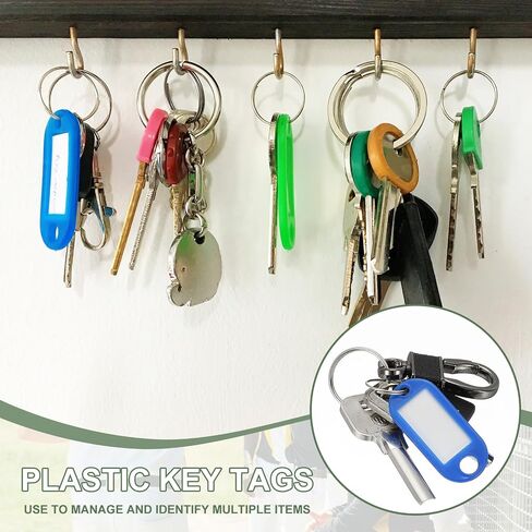 علامات مفتاح البلاستيك مع علامات سلسلة مفاتيح Window Label Spint Ring ، و 4.7x2mm ملائمة لأمتعة الاسم (20pcs ، الأرجواني) in Kuwait