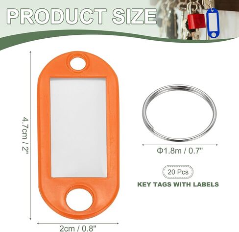 علامات مفتاح البلاستيك مع علامات سلسلة مفاتيح Window Label Spint Ring ، و 4.7x2mm ملائمة لأمتعة الاسم (20pcs ، الأرجواني) in Saudi Arabia