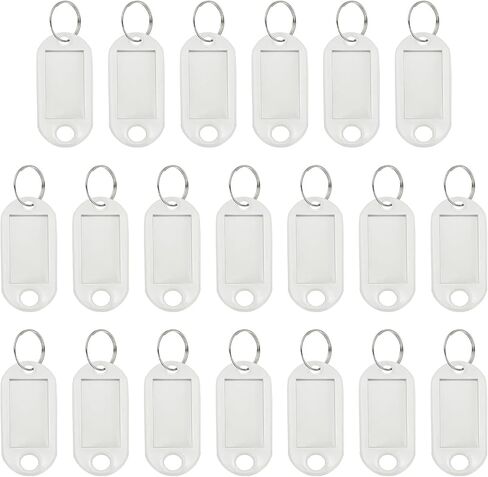 علامات مفتاح البلاستيك مع علامات سلسلة مفاتيح Window Label Spint Ring ، و 4.7x2mm ملائمة لأمتعة الاسم (20pcs ، الأرجواني) in Kuwait