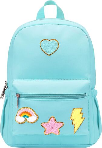 Preppy Backpack for Girls Back to School Gift School Book Backpack with Rainbow Chenille Patches(Pink) in Saudi Arabia