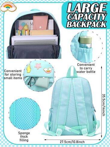 Preppy Backpack for Girls Back to School Gift School Book Backpack with Rainbow Chenille Patches(Pink) in Saudi Arabia