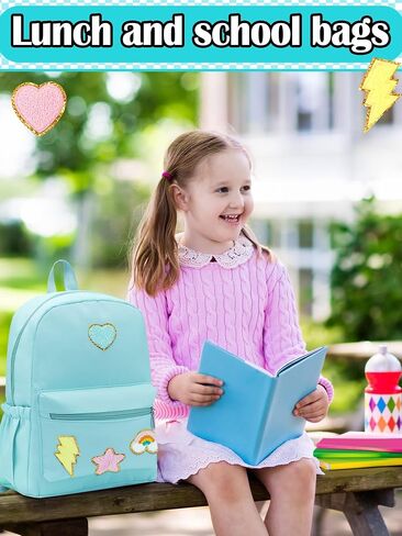 Preppy Backpack for Girls Back to School Gift School Book Backpack with Rainbow Chenille Patches(Pink) in Saudi Arabia