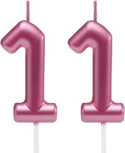 2.35 بوصة الذهب 11 شموع عيد ميلاد ، 3D الماس رقم 11 الكعكة Topper للبنين الفتيات زخارف حفلة عيد ميلاد الطرف in Saudi Arabia