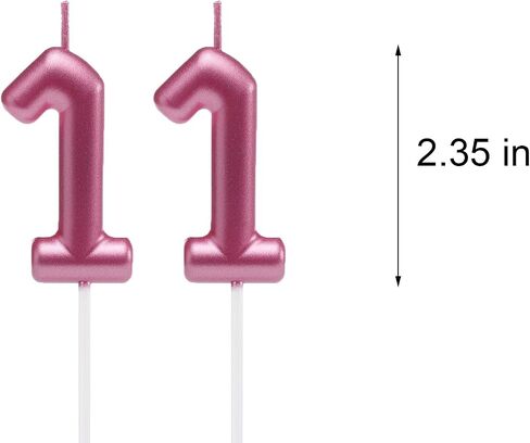 2.35 بوصة الذهب 11 شموع عيد ميلاد ، 3D الماس رقم 11 الكعكة Topper للبنين الفتيات زخارف حفلة عيد ميلاد الطرف in Saudi Arabia